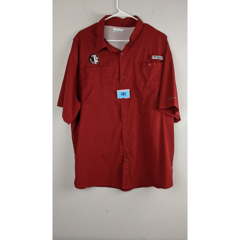 Columbia PFG Florida State Seminoles‎ Shirt Red Men's XL Omni-Shade Fishing